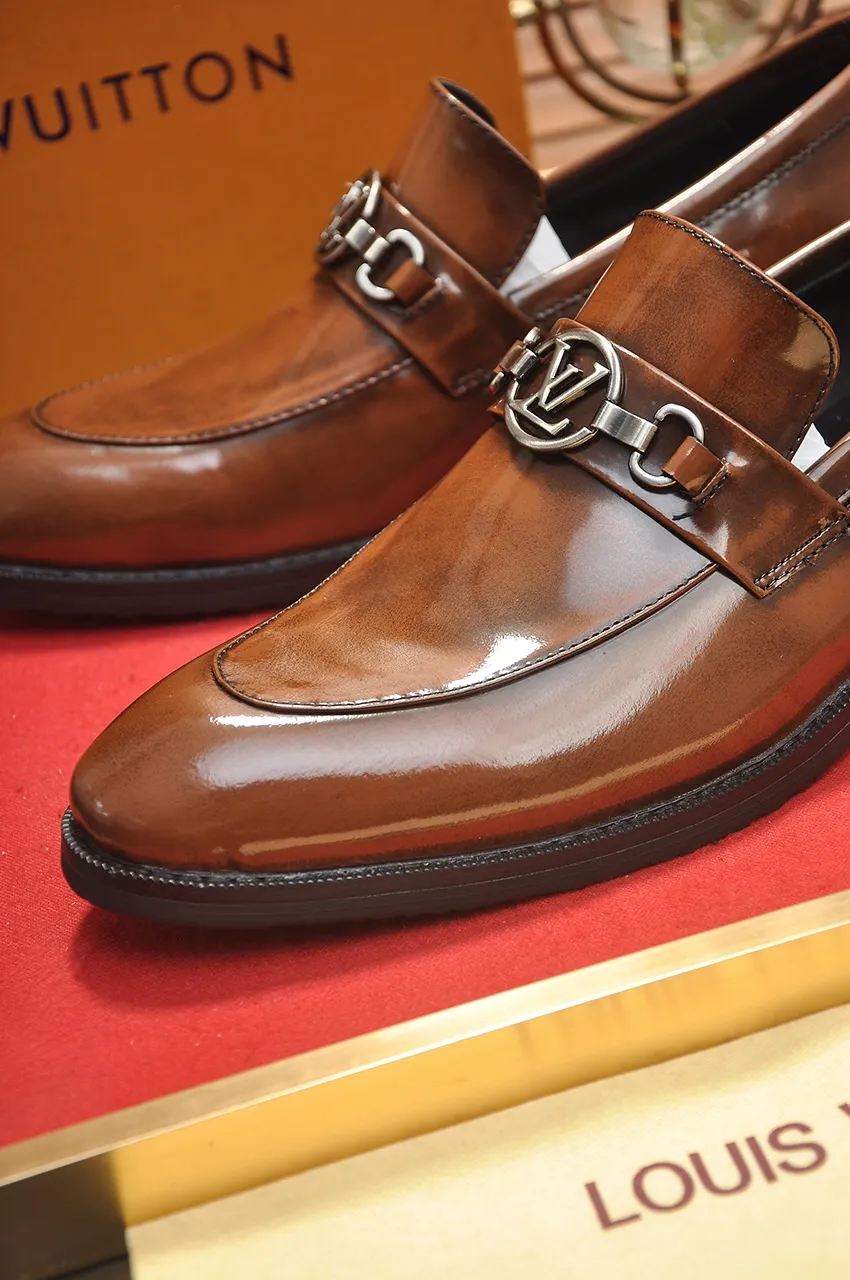 Men's shoes💰460💶【LOUIS VUITTON】(sheepskin lining) new cowhide LV formal shoes🎩🎩❗️🆘made one to one at the counter🎩original quality, imported cowhide upper➕full sheepskin lining➕original rubber outsole, {high quality visible}👣Size: 38-45 (45 custom-made)